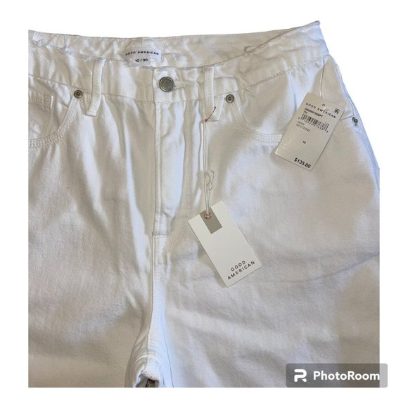 NWT Good American Good '90s Duster Straight Leg White Jeans, Size 10/30 - Picture 7 of 7